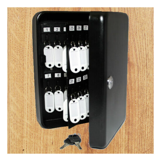 Metal Safe 48 Hook Key Box w/ Tags Wall Mount Storage Case Home Car Lock BLACK image {1}