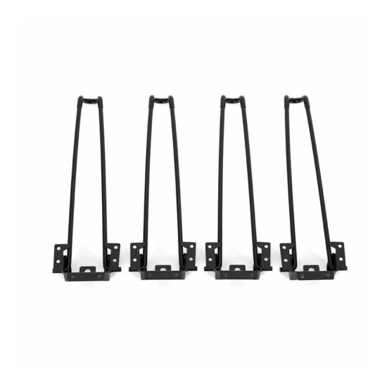 13.85Inch Coffee Table Metal Hairpin Legs Solid Iron Bar Black Set of 4 Foldable image {2}
