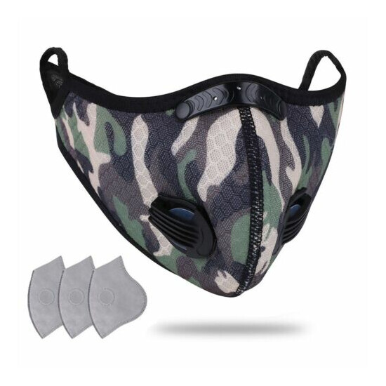 Sport Cycling Face Mask With Active Carbon Filters Breathing Valves Washable USA image {16}