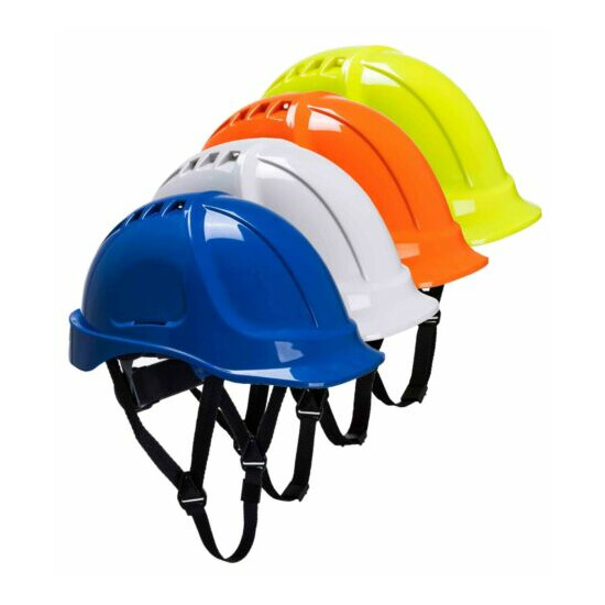 PORTWEST Endurance Helmet Vented Wheel Ratchet Chin Strap Hard Hat Safety PS55 image {1}