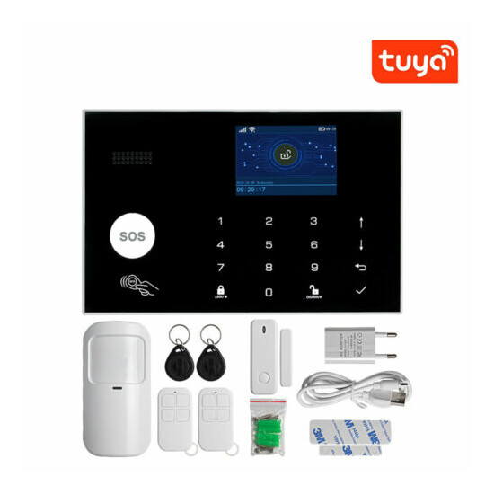 TUYA APP WIFI+GSM Wireless Alarm System Touch Screen Host Home Security fr Alexa image {2}