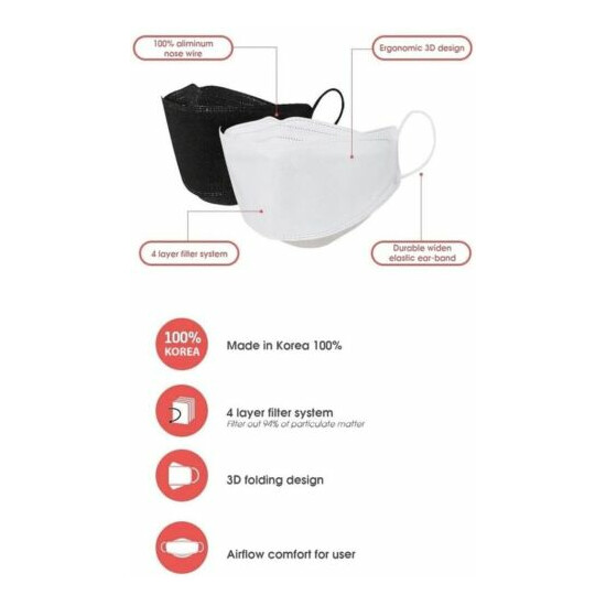 KF94 WHITE Face Protective Safety Mask Made in Korea Adult KFDA Approved image {3}