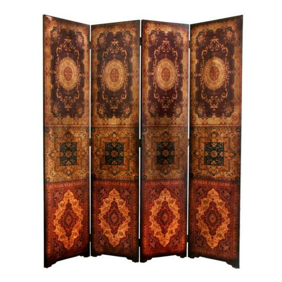 Room Divider Privacy Screen Golding Home Decor 4 Panel Faux Leather 6 ft Brown image {1}