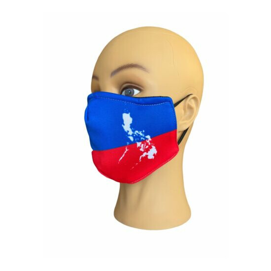Philippines Flag Mask for Kids, Filter Pocket, Nose Wire, Adjustable Elastic image {6}