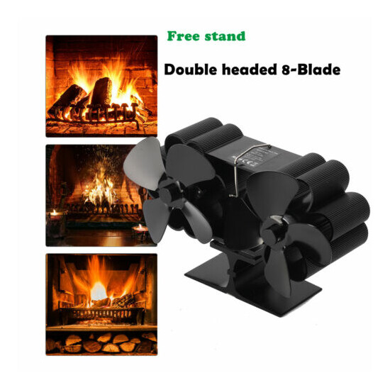 Heat Powered Stove Fan, Wood Stove Fan, 8 Blades Dual Head Fireplace Fan  image {1}