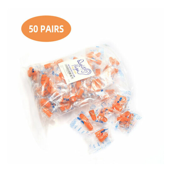 50-200 Pair Foam Ear Plugs Orange Soft Individually Wrapped Noise Cancelling image {2}