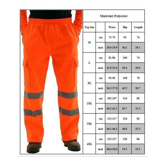 Hi Viz Vis Men Windproof Trouser High Visibility Safety Reflective Work Pants image {2}