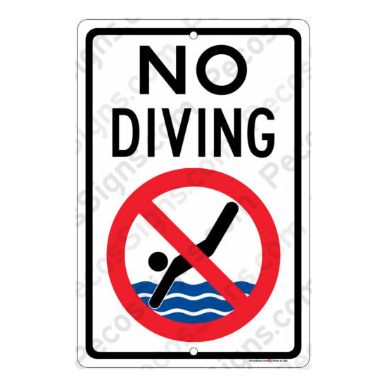 NO DIVING Aluminum Metal Sign made in the USA UV Protected 8"x12" image {1}