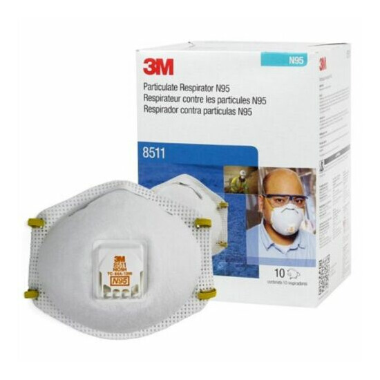 3M8511 Particulat Respiratoor W/ Exhalation Valve, 1- Box of 10, EXP 6/2026  image {1}