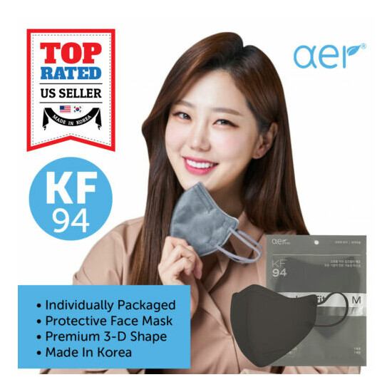 AER KF94 GRAY Face Protective Safety Mask KFDA Approved Made in Korea S/M/L image {1}