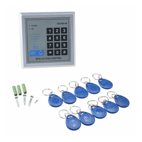 Electric Door Access Control System Kit Set RFID Keypad Magnetic Lock 10 Keyfob image {1}
