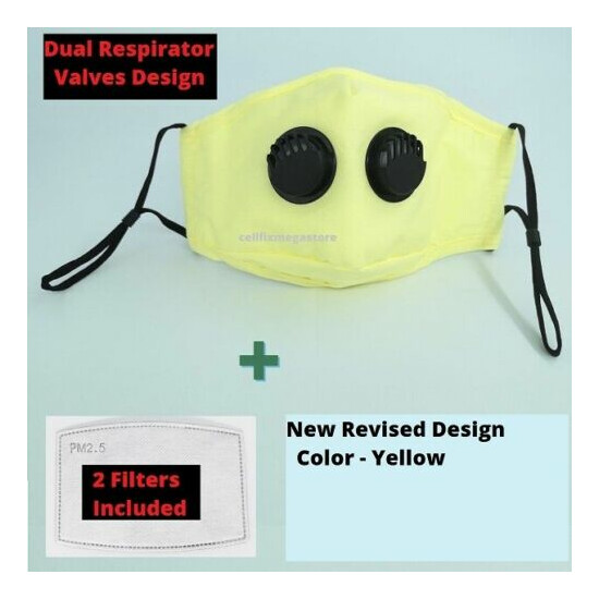 Cotton Reusable/Washable DUAL Respirator Valves ANTI-FOG Face Mask PM2.5 Filters image {23}