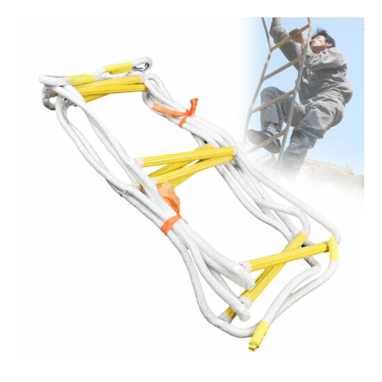 16 Ft Emergency Fire Ladder Flame Resistant Safety Rope Escape Ladder Max.300 Kg image {1}