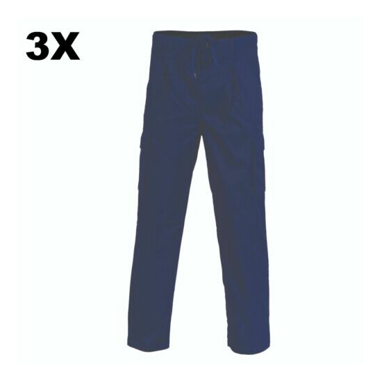 3 X Polyester Cotton "3 in 1" Cargo Pants COLOR NAVY- DNC WORKWEAR 1504 image {1}