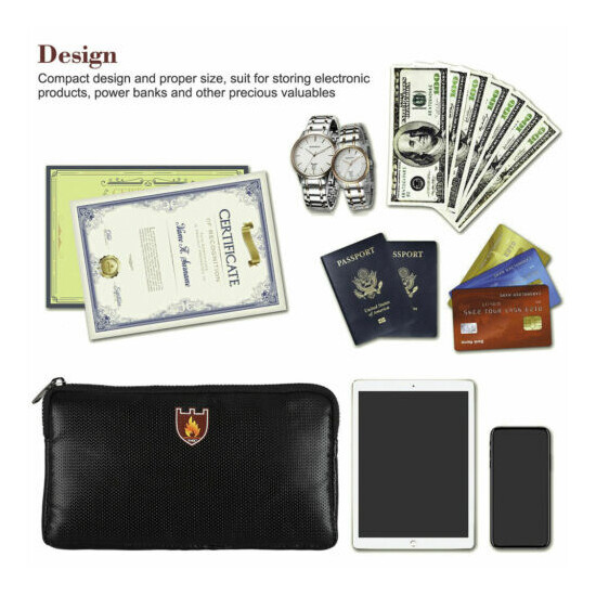 1300℉ Waterproof & Fireproof Bag Money Cash Passports Document Safe Case Pouch image {4}