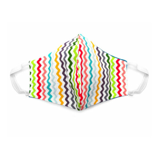 Fabric Face Mask Cotton Reusable Washable Adult Handmade in USA - Multi Chevron image {1}