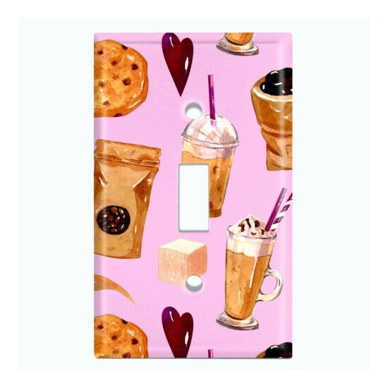 Metal Light Switch Cover Wall Plate For Kitchen Coffee Cookie Heart Shake COF116 image {4}