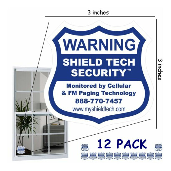 12 BACK ADHESIVE DECALS FOR ALL WINDOWS - REAL OR FAKE ALARM SYSTEM STICKER PK B image {1}