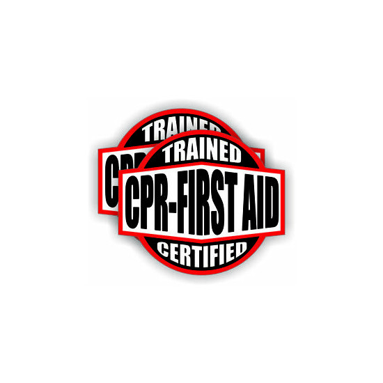 pair - CPR First Aid Trained Certified Hard Hat / Helmet Stickers Decals Emblems image {1}