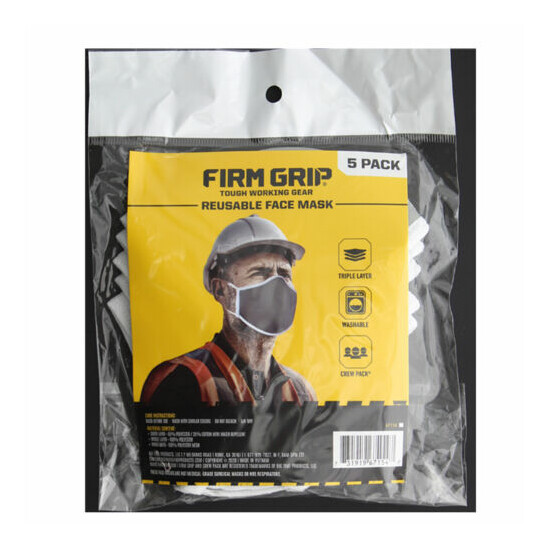 Firm Grip Reusable Face Masks, Triple Layer, Washable Heavy Duty 67154 image {1}