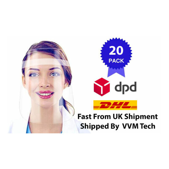 PACK OF 20 FACE VISORS SAFETY FACE SHIELDS PROTECTION MASK WITH ELASTIC BAND image {1}
