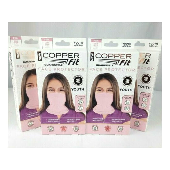 4pack Copper Fit Guardwell Face Protector Mask Youth Pink Washable (8+ One Size) image {1}