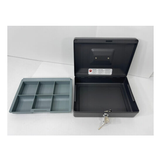 Sentry Safe Medium Cash Box With Privacy Lock Black Removable Cash Tray 2 Key VG image {2}