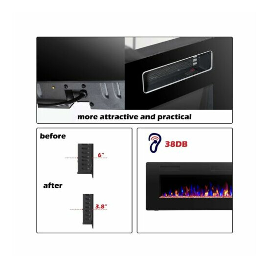 R.W.FLAME 36 inch Recessed and Wall Mounted Electric Fireplace, Ultra Thin ad... image {6}