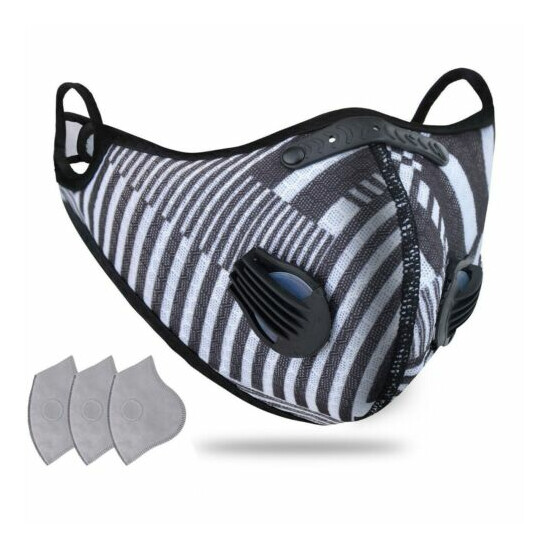 Sport Cycling Face Mask With Active Carbon Filters Breathing Valves Washable USA image {20}