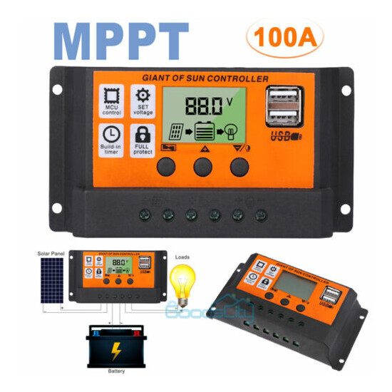 12/24V 60/80/100A MPPT Solar Charge Controller Panel Battery Regulator Dual USB image {2}