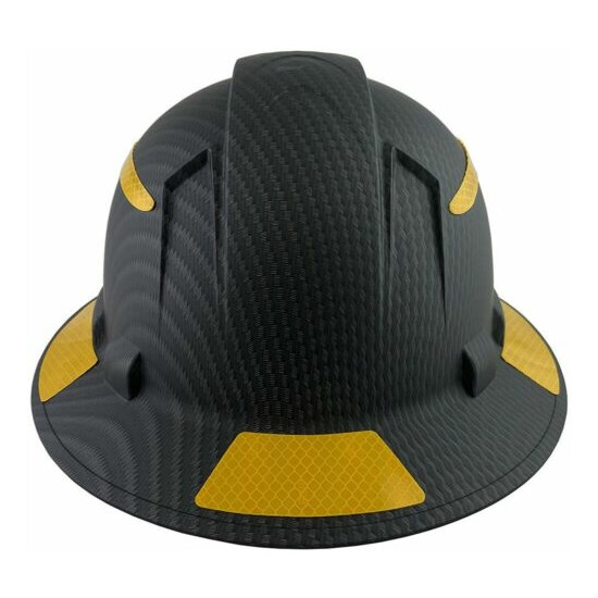 Pyramex Ridgeline Full Brim Hard Hat Matte Black with Yellow Reflective Decals image {5}