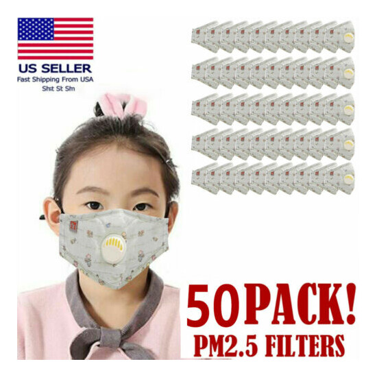 50 Pack Cotton Face Mask Washable + For Children Mint Green Object Pattern image {1}