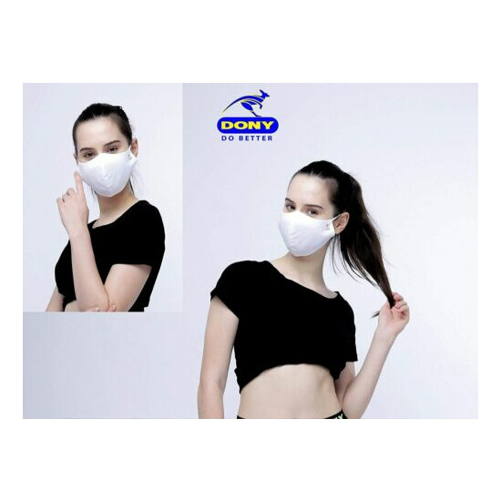 10 PC Dony Triple Layer Black Cloth Face Mask Washable Over 60 Times White Color image {5}