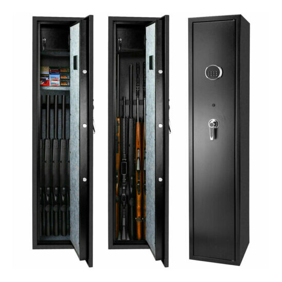 Security 5 Gun Rifle Storage Electronic Lock Shotgun Pistol Cabinet Safe Firearm image {1}