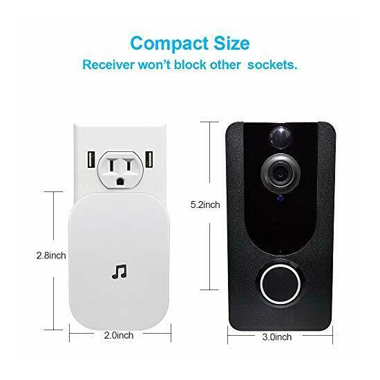 HiView Wireless Doorbell WiFi Smart Video Batteries Included, Black  image {3}