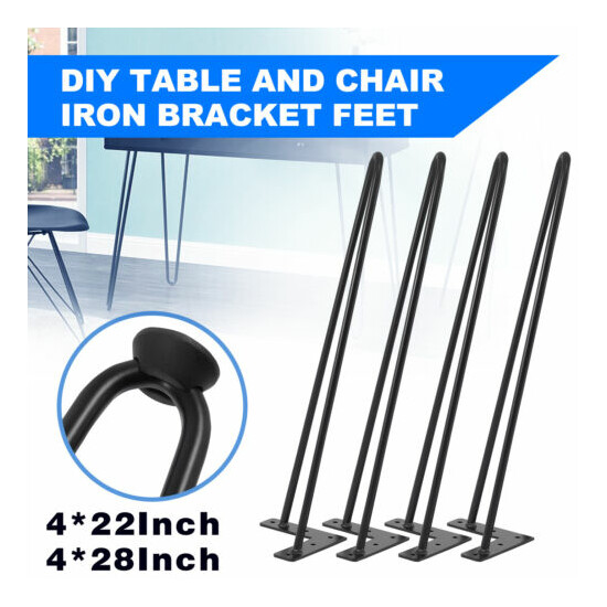 Coffee Metal Hairpin Table Legs 22"- 28" Set of 4 Solid Iron Bar W/ Screw image {2}