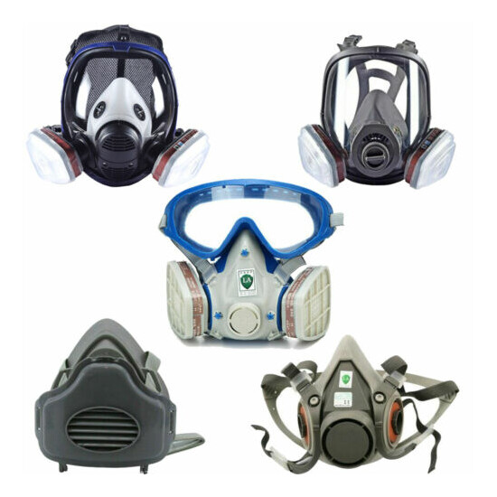 Full/Half Face Gas Mask Respirator Painting Spraying Safety Protection Facepiece image {1}