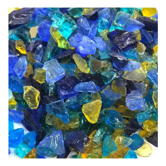 ROYAL BLUE GOLD - 1/2" - 3/4" Large Fireplace Fire Pit Fireglass Glass Crystals image {1}