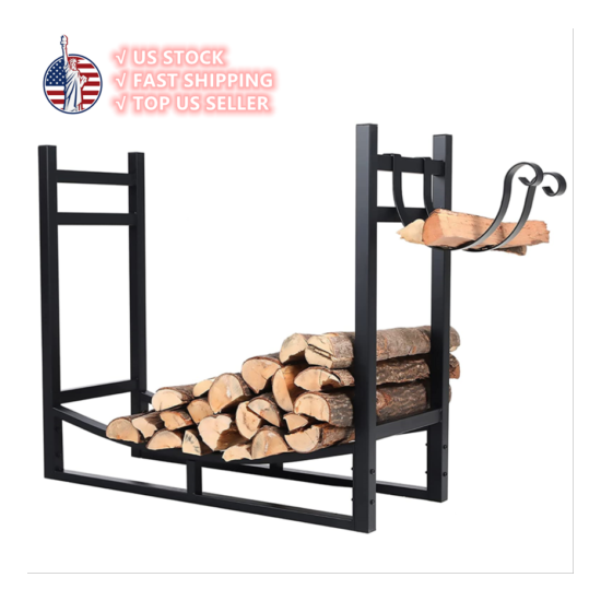Heavy Duty Firewood Racks Indoor/Outdoor Steel Log Rack with Kindling Holder image {1}