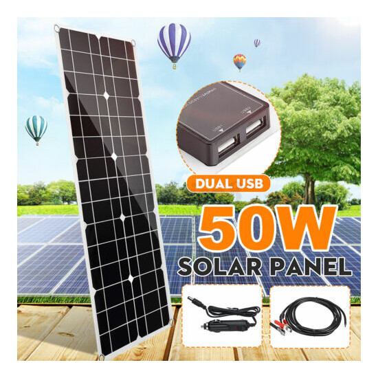 30/50W Car RV Boat Solar Panel Kit Battery Charger or W/ 10A 20A 30A Controller image {1}