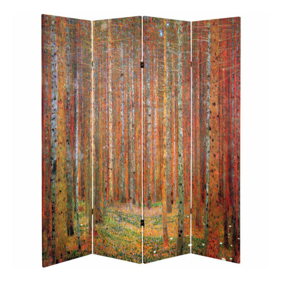 6 ft. Tall Double Sided Works of Klimt Room Divider - Tannenwald/Farm Garden image {2}