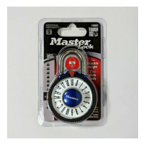 Master Lock Wide Magnification Combination Padlock--Blue--Level 3--1588D--NEW!! image {1}
