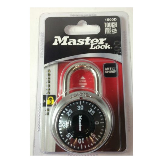 Master Lock Anti-Shim 3-Digit Combination Lock #1500D Black image {1}