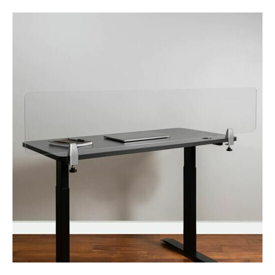Clear Acrylic Desk Partition (Hardware Included) 60.125"W x 0.25"D x 12"H image {1}