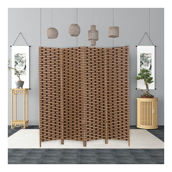 THY COLLECTIBLES Decorative Freestanding Woven Bamboo 4 Panels Hinged Privacy... image {2}