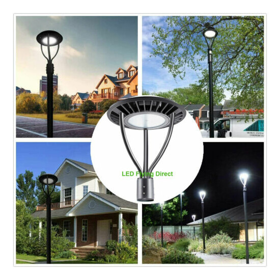 100W LED Circular Post Top Pole Lights for Garden Pathway Courtyard, 300W Equiv. image {8}