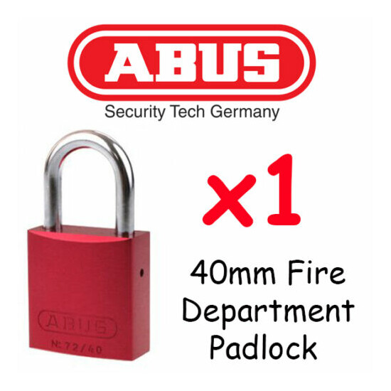Fire Department Abus 40mm x1 Lock - Red Fire Brigade Padlock - !!!! image {1}