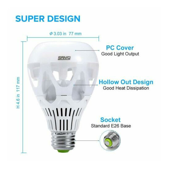 SANSI 4 Pack 18W LED Light Bulbs 150W Equivalent 5000K E27 A21 2000lm Floor Lamp Thumb {12}