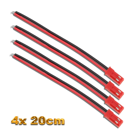 4 Pcs JST BEC Premium Male Female 20cm Cable LED Lipo Battery 22AWG image {1}