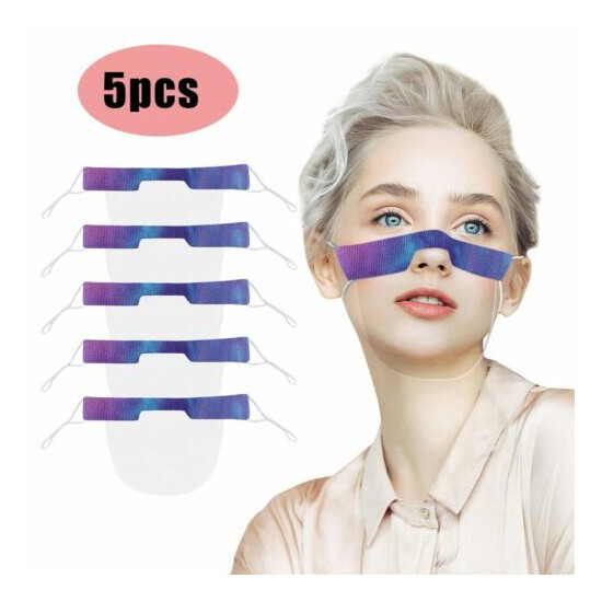 5pc mouth nose visor transparent face mask plastic protective visor face shield image {7}
